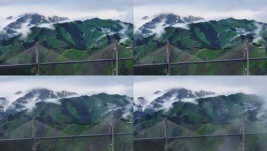 云雾缭绕的新疆果子沟大桥9高清在线视频素材下载