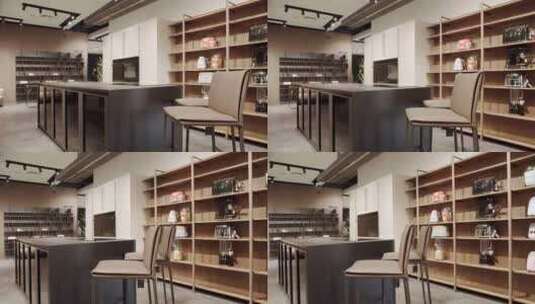 现代厨房室配有简约餐桌。现代简约家居。高清在线视频素材下载