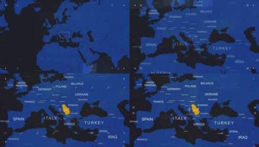 塞尔维亚地图黑色和蓝色打破新闻风格高清在线视频素材下载