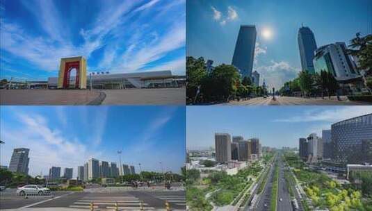 保定合集 火车站城市街道高楼日光景象高清在线视频素材下载