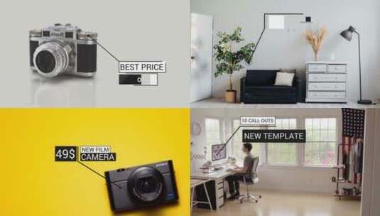 画风干净整洁的室内家具展示AE模板高清AE视频素材下载