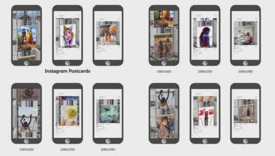 手机模型展示Instagram明信片假期照片展示AE模板高清AE视频素材下载