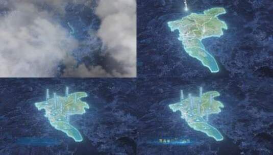 广州市地图-云雾俯冲勾勒轮廓高清AE视频素材下载