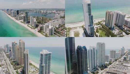 城市航拍佛罗里达州迈阿密市中心大海海难高清在线视频素材下载
