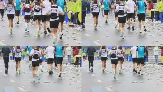 马拉松人群奔跑的背影 苏州马拉松高清在线视频素材下载