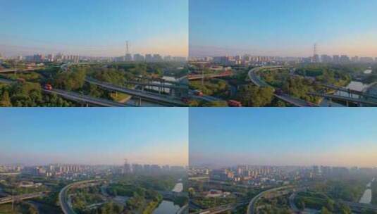 杭州钱塘新区下沙立交桥城市风景视频素材高清在线视频素材下载