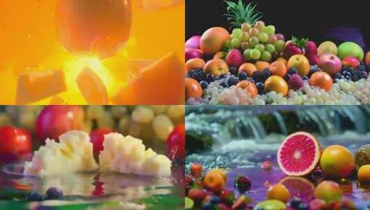 各种新鲜水果慢镜头特写唯美素材原创高清在线视频素材下载