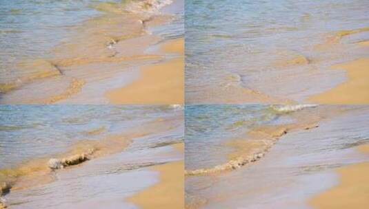 大海海岛海浪浪花冲刷沙滩升格特写高清在线视频素材下载