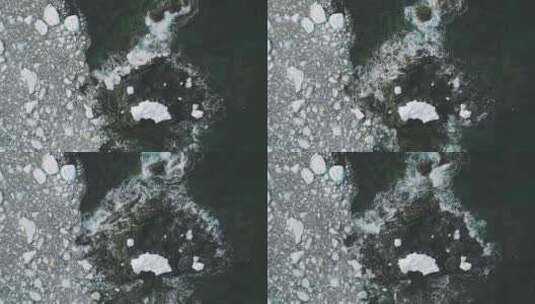 冰雪岩冰川中的海浪俯视图高清在线视频素材下载