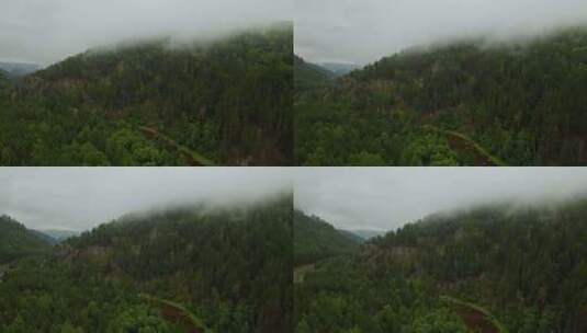 有河流和低云的山谷高清在线视频素材下载