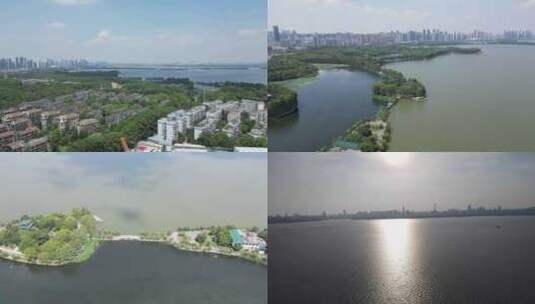 航拍湖北武汉东湖景区东湖公园高清在线视频素材下载