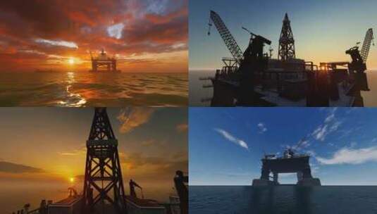 海上钻井油田平台海底石油勘探高清在线视频素材下载