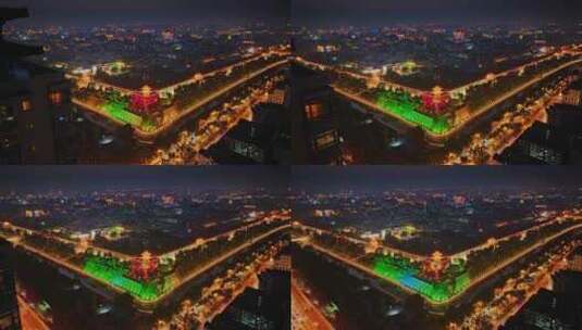 西安城墙夜景高清在线视频素材下载