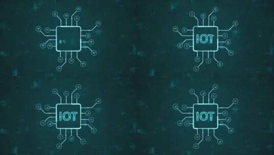 蓝色数字物联网标志和带有技术图标和数据的高清在线视频素材下载