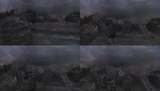 战争或地震后被摧毁的城市，缓慢的鸟瞰图。高清在线视频素材下载