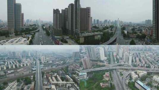 河南郑州解放大桥交通航拍高清在线视频素材下载