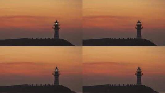 日出日落海面延时氛围夕阳莫沙灯塔地标高清在线视频素材下载