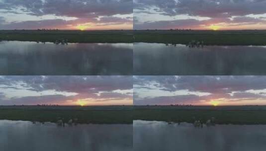 航拍内蒙古河流湖泊天池高清在线视频素材下载