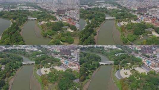 广州海珠湖海珠湿地航拍素材高清在线视频素材下载