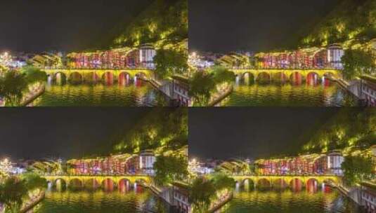 贵州镇远夜景航拍延时高清在线视频素材下载