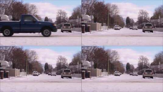 冰雪覆盖的道路高清在线视频素材下载