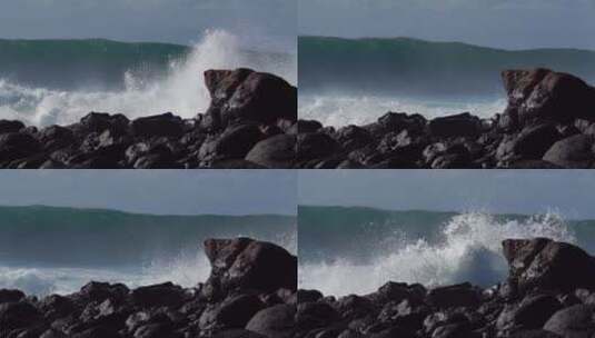 巨大的海浪拍打着海岸高清在线视频素材下载