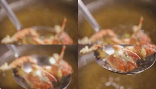 肉蟹煲油炸梭子蟹高清在线视频素材下载