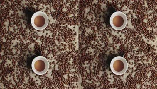 咖啡豆和一杯粉高清在线视频素材下载