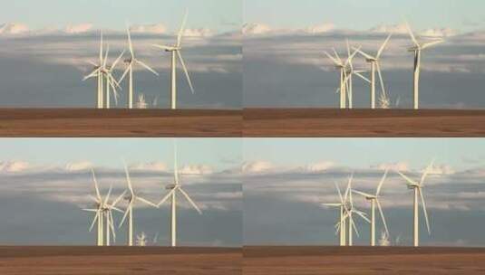 远处的风力发电机高清在线视频素材下载