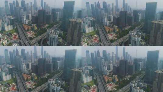 航拍多云天气下的广州市高清在线视频素材下载