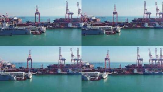 航拍货柜港口高清在线视频素材下载