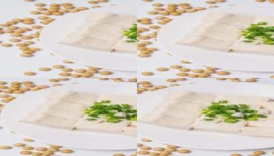 传统食品豆腐块食材配菜4k平移镜头高清在线视频素材下载