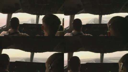 飞机着陆的驾驶舱拍摄视角高清在线视频素材下载