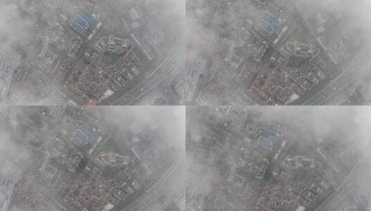 上海城市平流雾俯拍4K高清在线视频素材下载