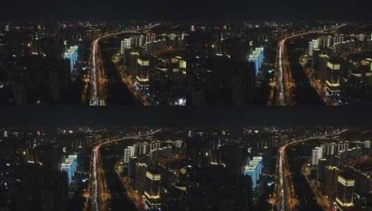 航拍郑州中州大道夜景交通高清在线视频素材下载