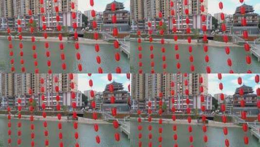 红灯笼装饰—喜庆红色灯笼—传统节日高清在线视频素材下载