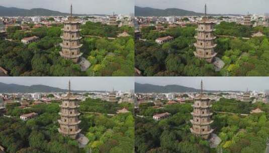 福建泉州古城开元寺镇国塔航拍高清在线视频素材下载