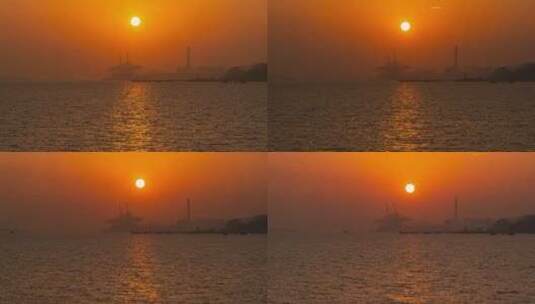 厦门海边日落景观高清在线视频素材下载