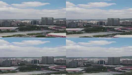 蓝天白云下的广州天河高清在线视频素材下载