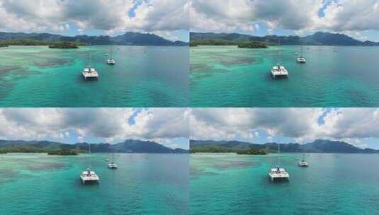 美丽的海岛风景帆船高清在线视频素材下载