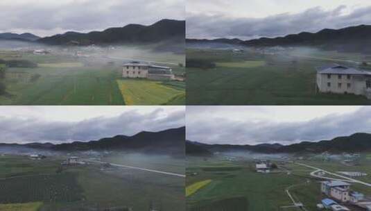 云南松茸航拍空镜村庄起雾阴天709高清在线视频素材下载