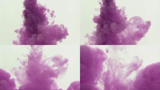 在白色背景上混入水中的紫色高清在线视频素材下载