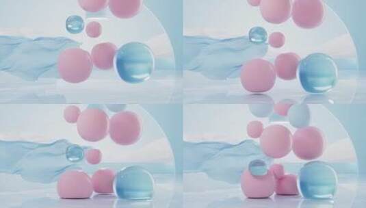 柔软的充气球体3D渲染高清在线视频素材下载