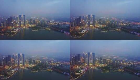 苏州金鸡湖金融区夜景高清在线视频素材下载