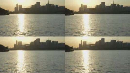 广州珠江沿岸黄昏日落高清在线视频素材下载