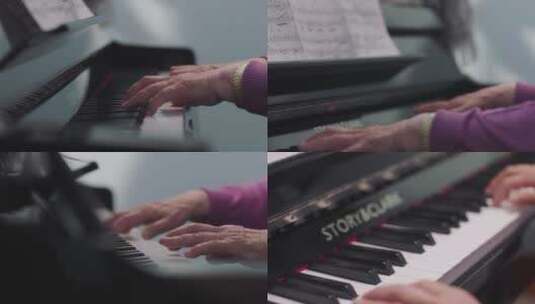 老人在弹奏钢琴高清在线视频素材下载