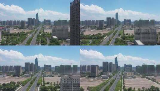 航拍杭州萧山地区市心路高清在线视频素材下载
