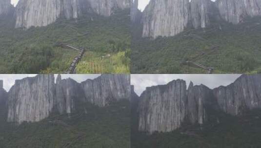 中国湖北恩施大峡谷风景区悬崖峭壁绿色自然高清在线视频素材下载