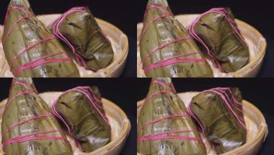 黄米粽子端午豆沙粽子传统节日美食高清在线视频素材下载