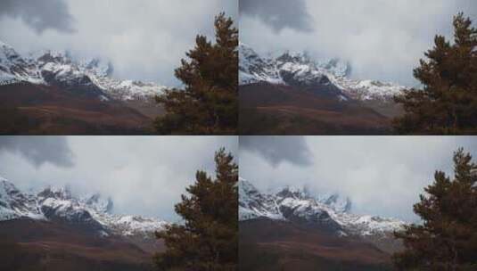 航拍的雪山景观高清在线视频素材下载